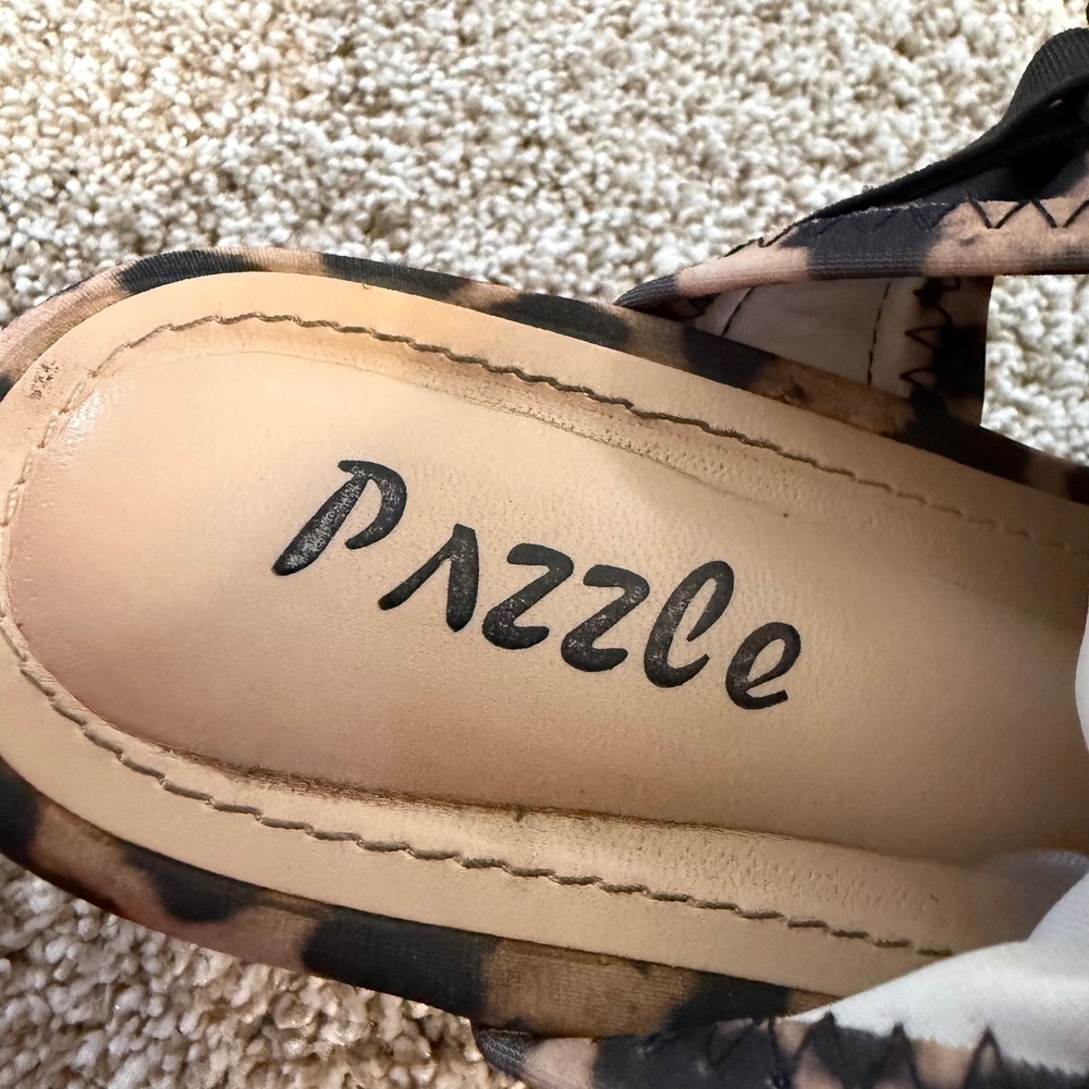 Pazzle Leopard Print Platform Sandals Womens 10 Black Strappy Ankle Strap - Picture 11 of 14